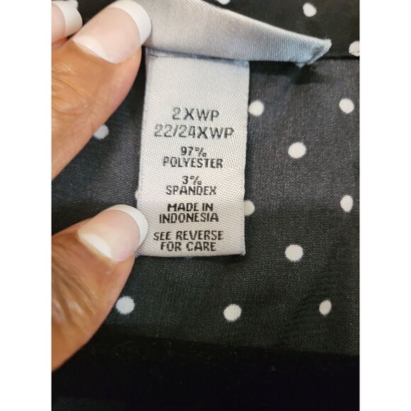 Catherine's Black Polka Dot Popover Tunic Top Women Petite Plus Sz 2XWP Mature - Picture 7 of 7